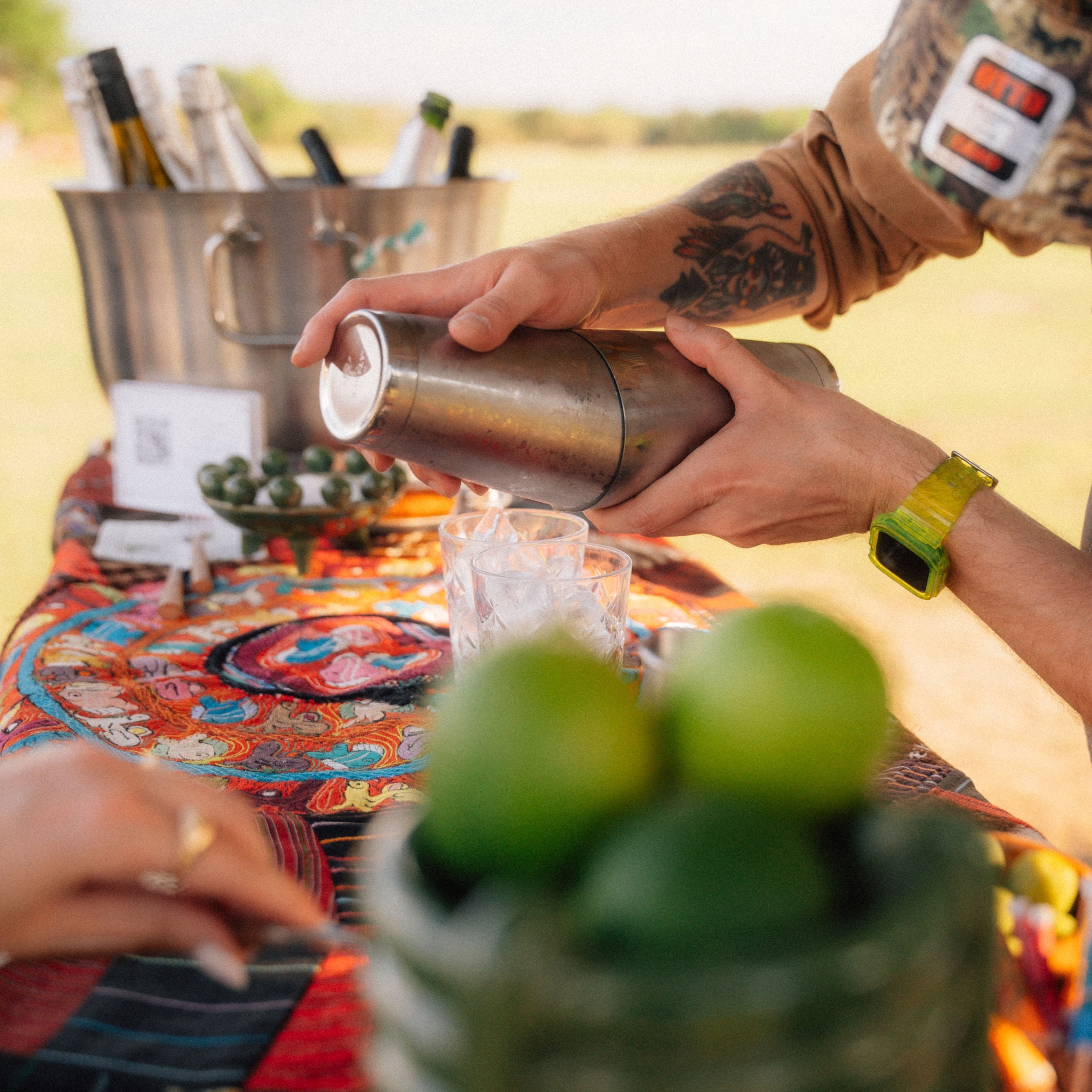 Margarita being poured at Rancho Pillow during The Round Top Table event in Round Top, Texas
