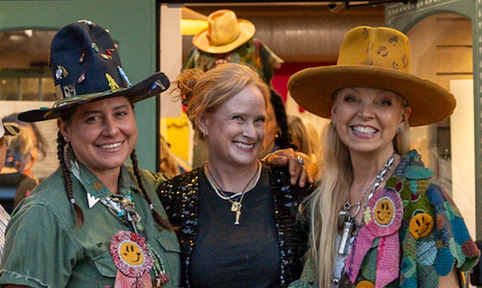 The three women behind the Sapana x Rank & Sugar x A. Botts Willis collection, wearing pieces from it