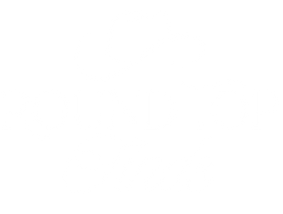 Round Top Finds Logo in Script Font with Cowboy Hat in White on Transparent BAckground
